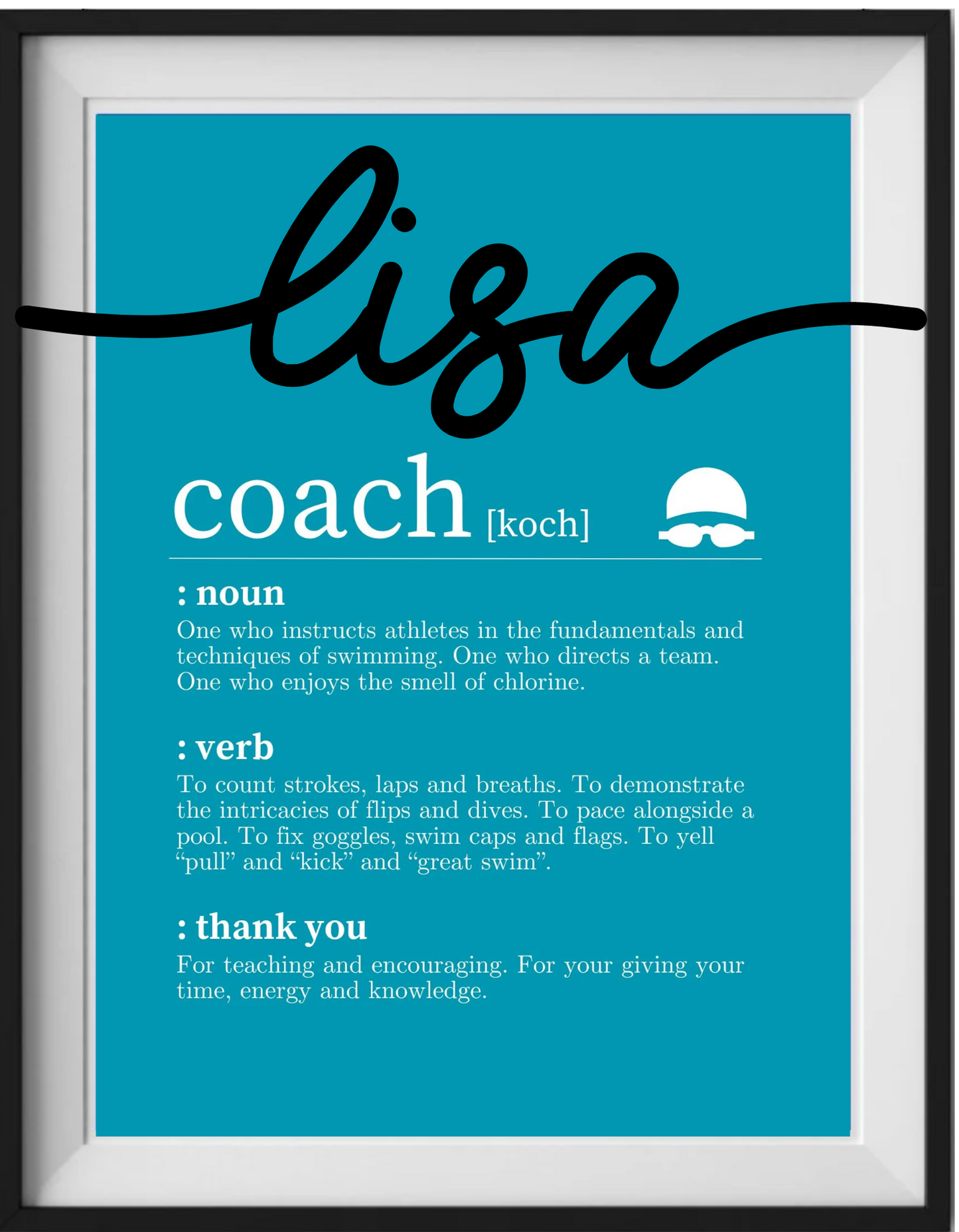 Personalized Swim Coach Thank You Frame