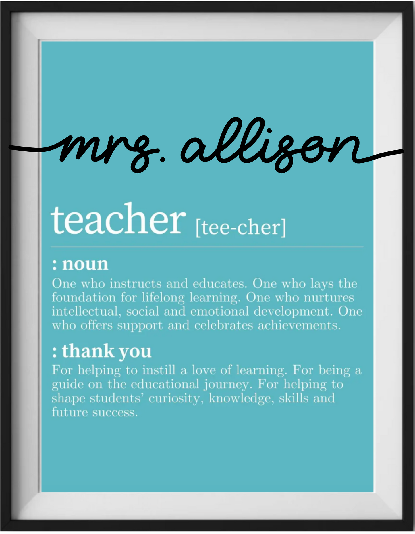 Personalized Teacher Thank You Frame