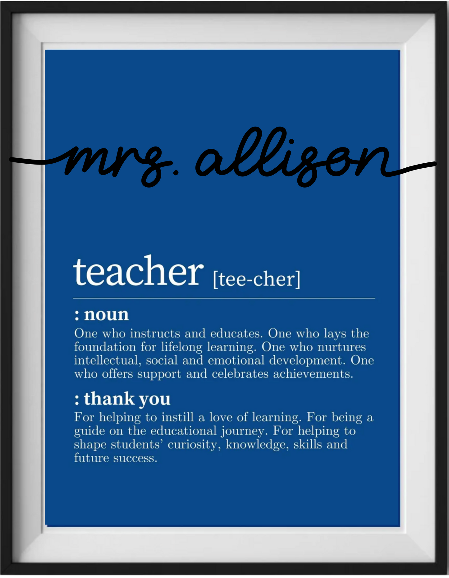 Personalized Teacher Thank You Frame