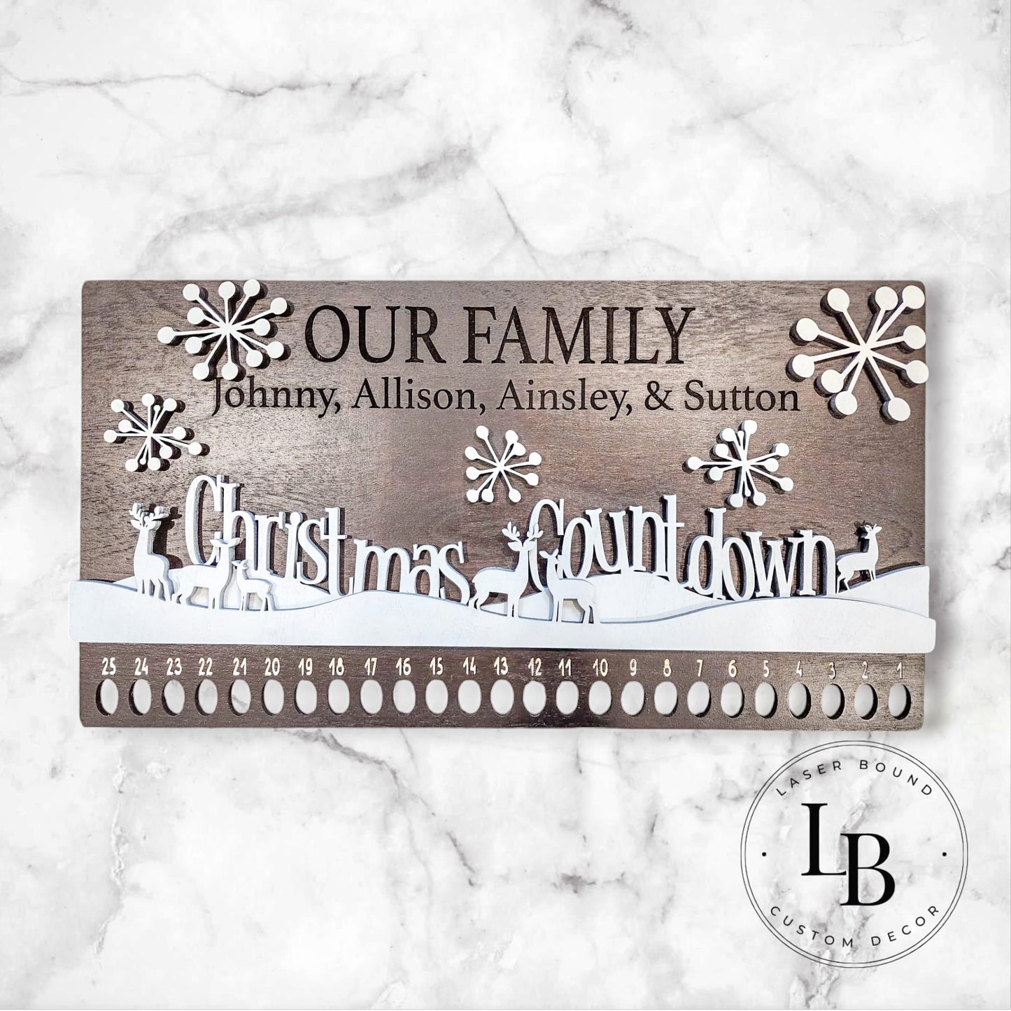 Personalized Christmas Advent Calendar Candy Cane Countdown Sign