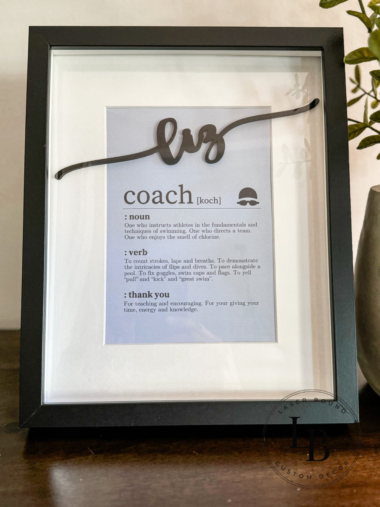 Personalized Swim Coach Thank You Frame