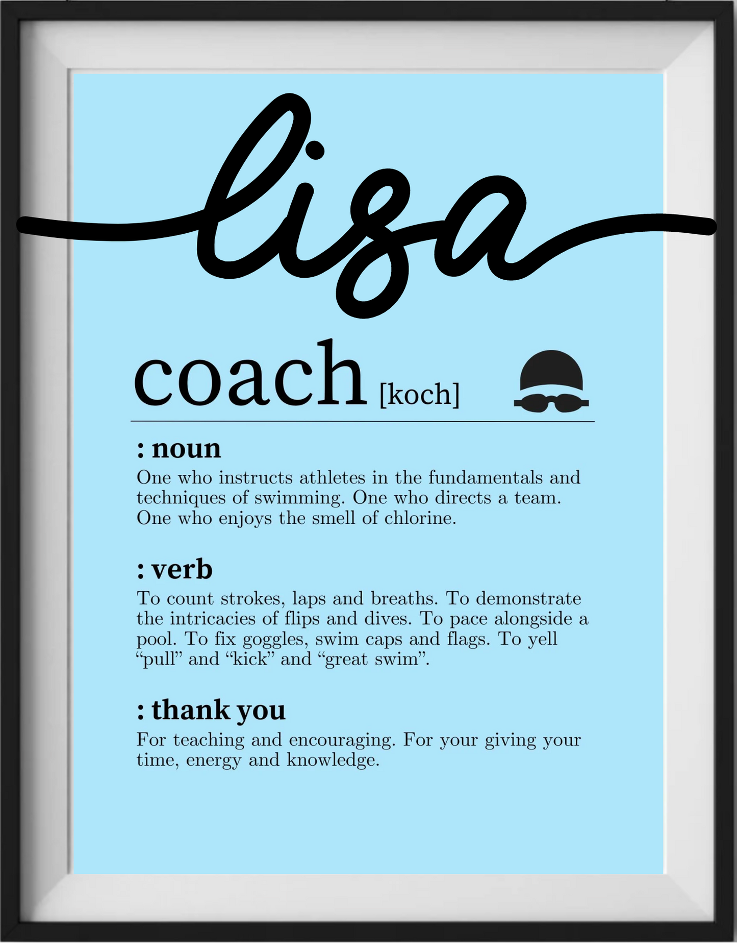 Personalized Swim Coach Thank You Frame