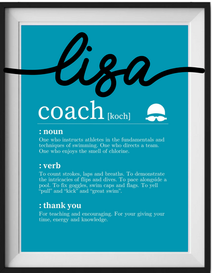 Personalized Swim Coach Thank You Frame