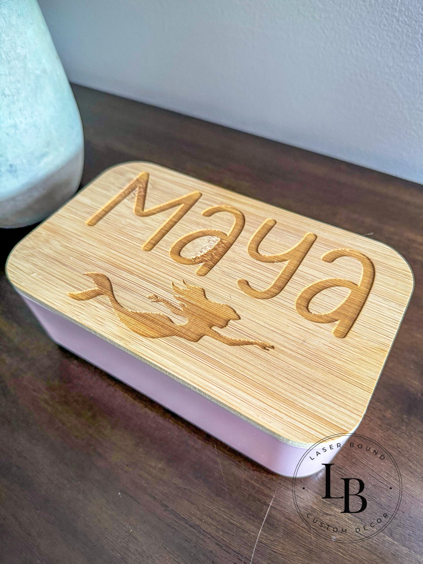 Personalized Bento Box for Kids |  BPA-Free Custom Bamboo Top Lunch Container