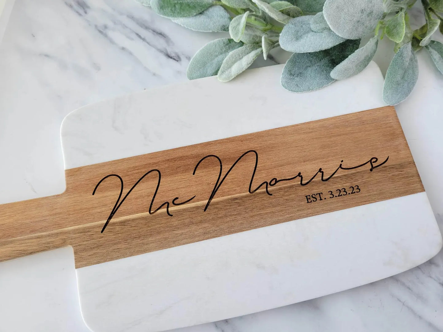 Personalized Marble & Acacia Board