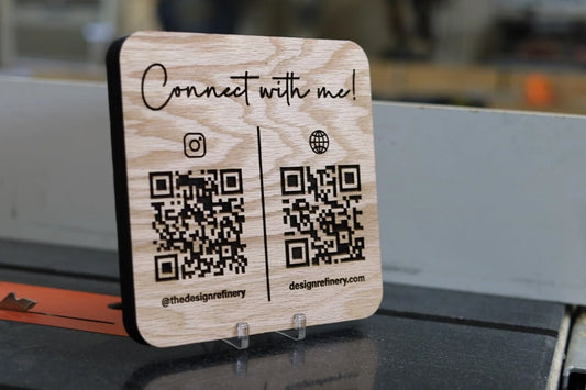 1/4 Thick Custom Engraved Wooden QR Code with Stand - Perfect for Small Businesses, Craft Fairs, and Events