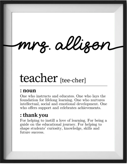 Personalized Teacher Thank You Frame