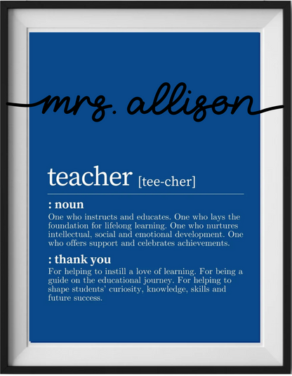 Personalized Teacher Thank You Frame