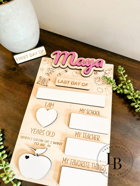 Personalized Kid's First Day & Last Day School Board