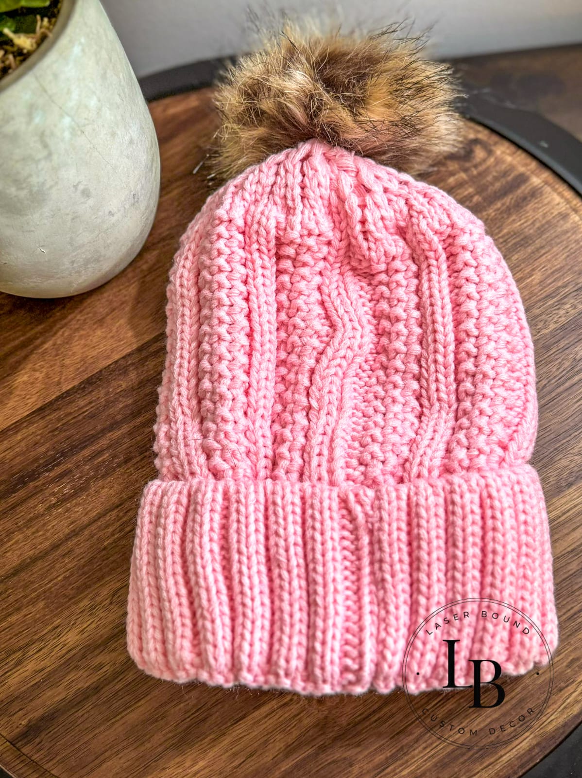 Adult Knit Beanie with Personalized Leather Patch