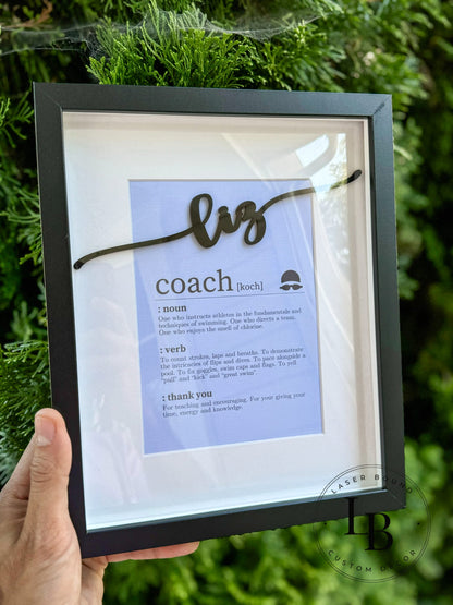 Personalized Swim Coach Thank You Frame