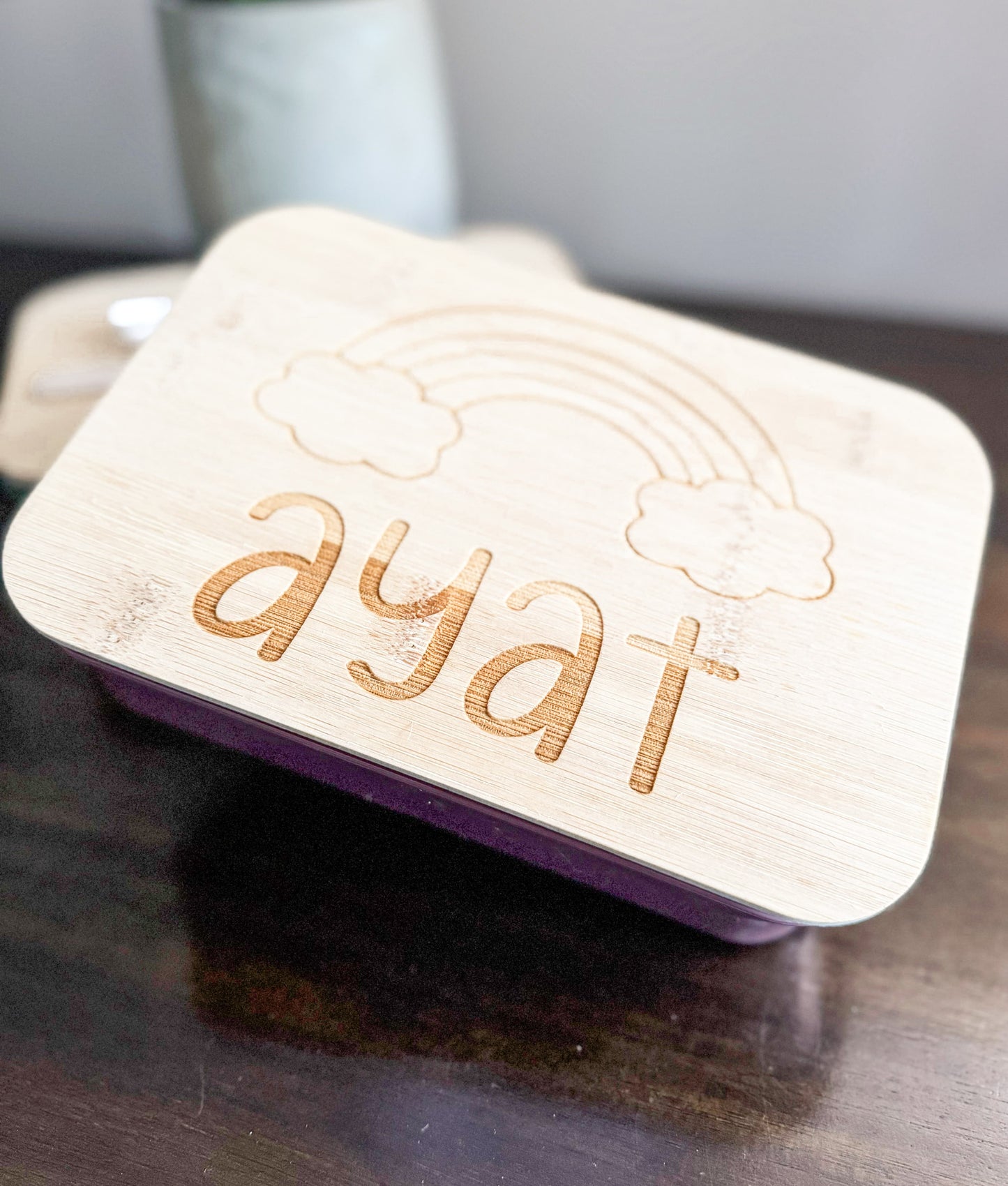 Personalized Bento Box for Kids |  BPA-Free Custom Bamboo Top Lunch Container