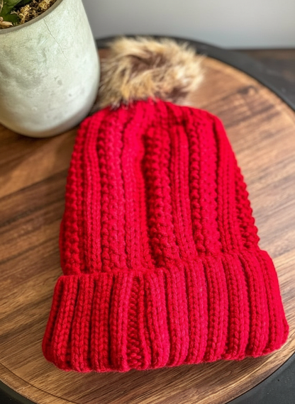 Adult Knit Beanie with Personalized Leather Patch