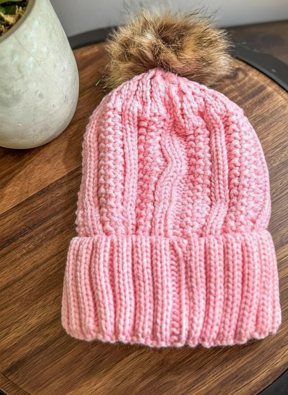 Adult Knit Beanie with Personalized Leather Patch